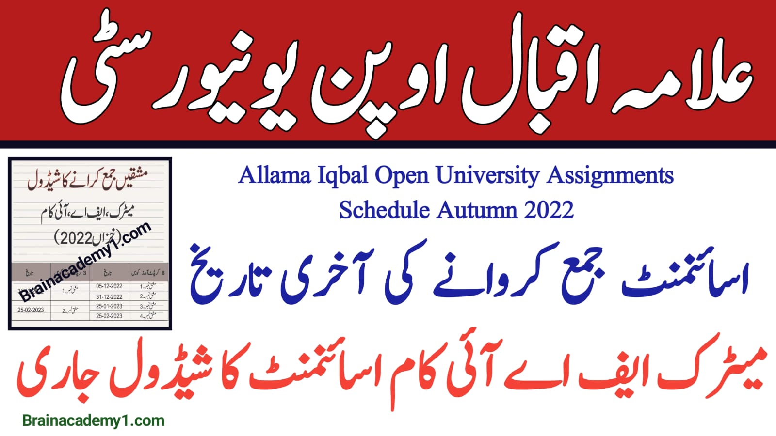last date of aiou assignment 2022