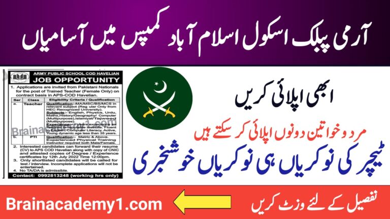 Apply online for Army Public School jobs in 2022