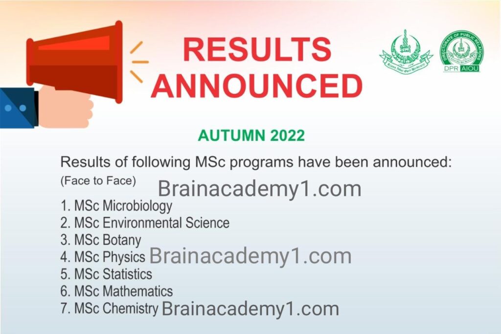 AIOU Autumn 2022 Exam Results Announced Today