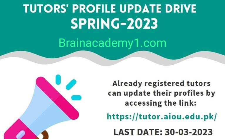 AIOU Tutor Profile Update Drive Spring 2023