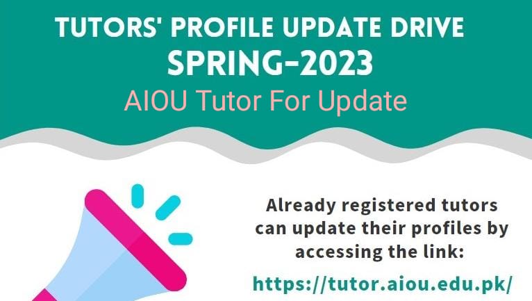 AIOU Tutor Profile Update Drive Spring 2023